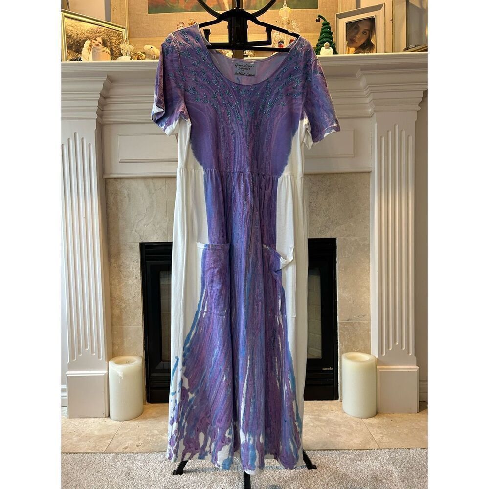 Green Sleeves Studio 3 Women’s Unique color block Purple and Blue Tie-Dye White
